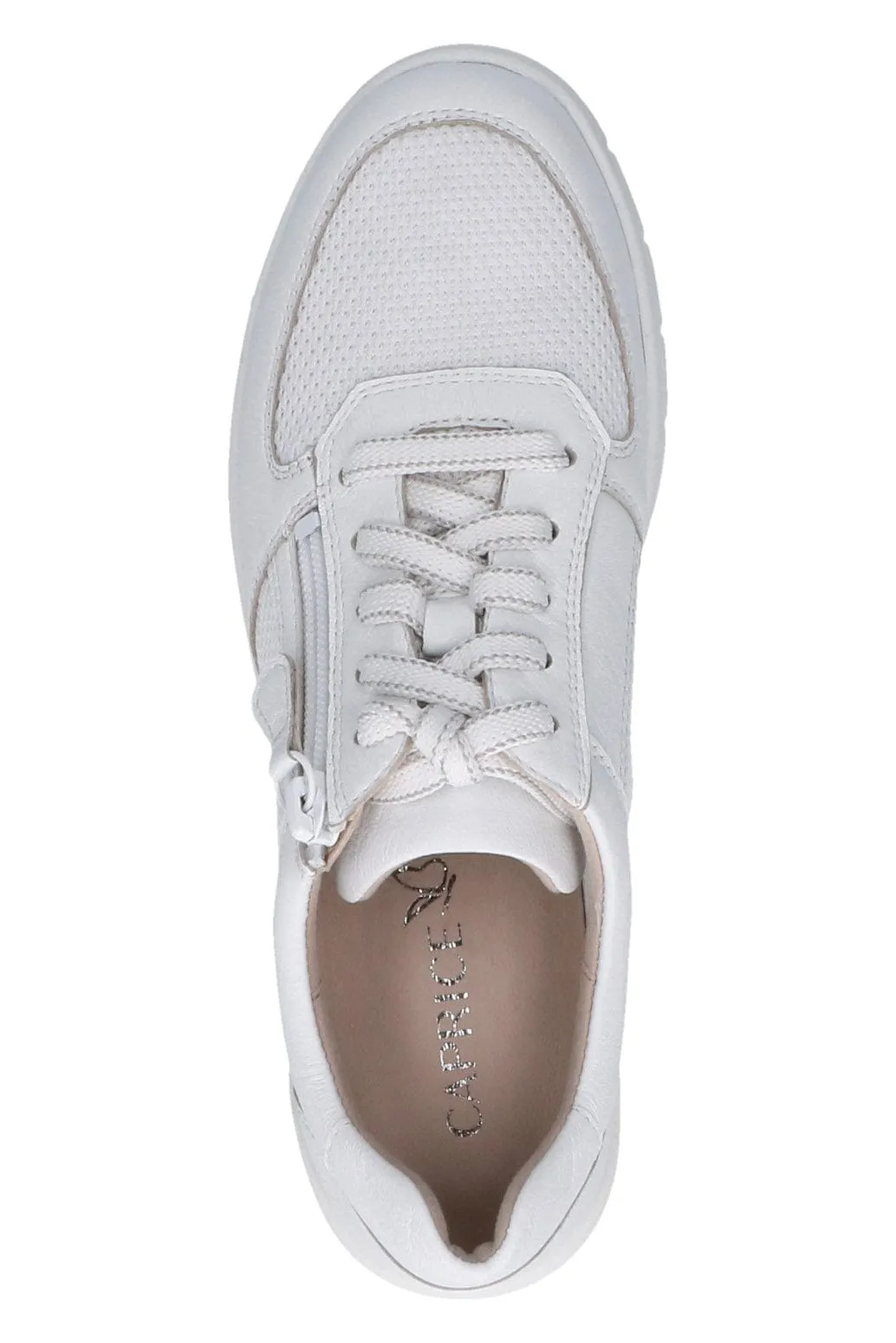 Wide Fit Trainers with Zip Fastening - White Nappa