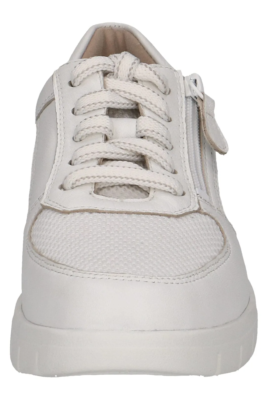 Wide Fit Trainers with Zip Fastening - White Nappa