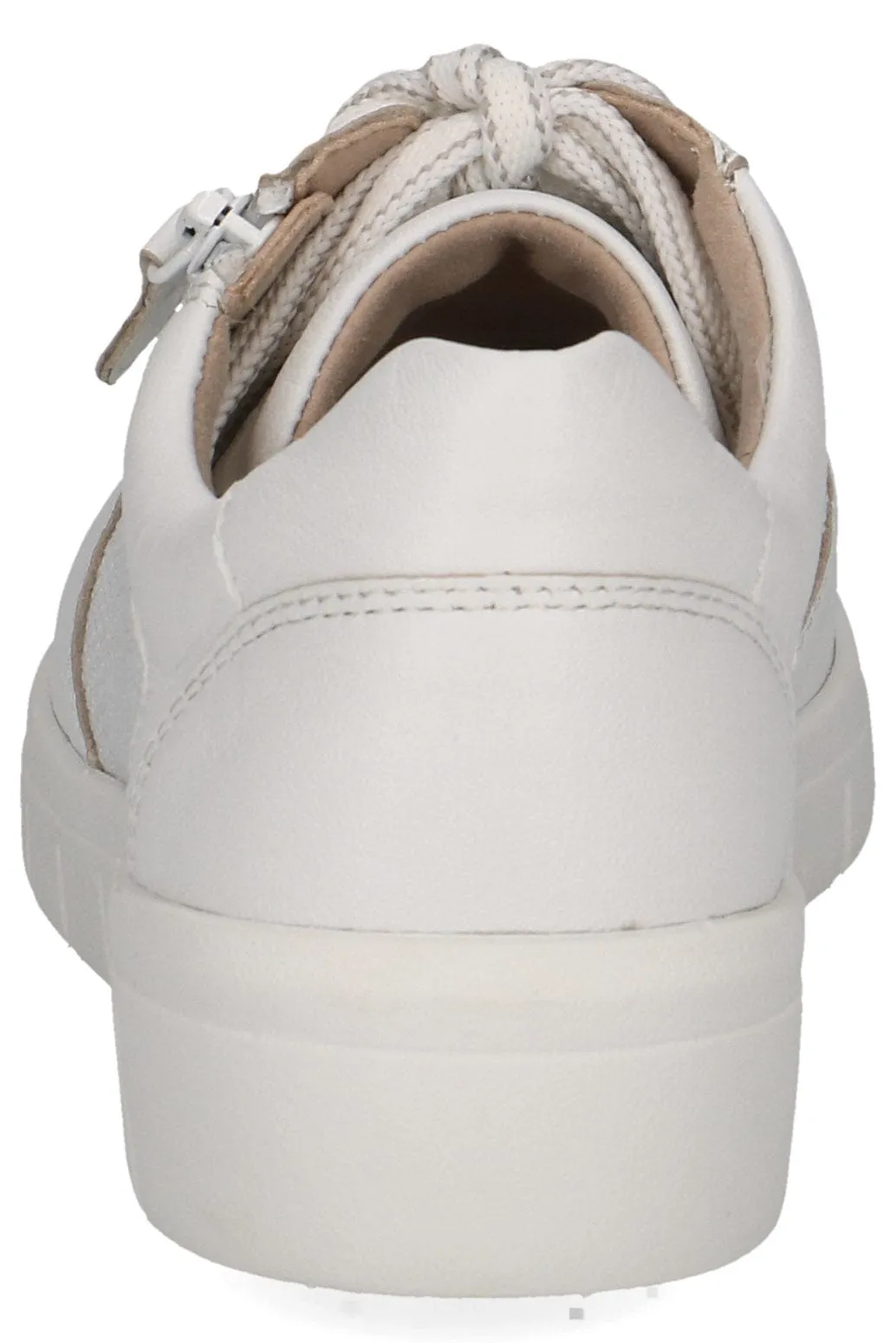 Wide Fit Trainers with Zip Fastening - White Nappa