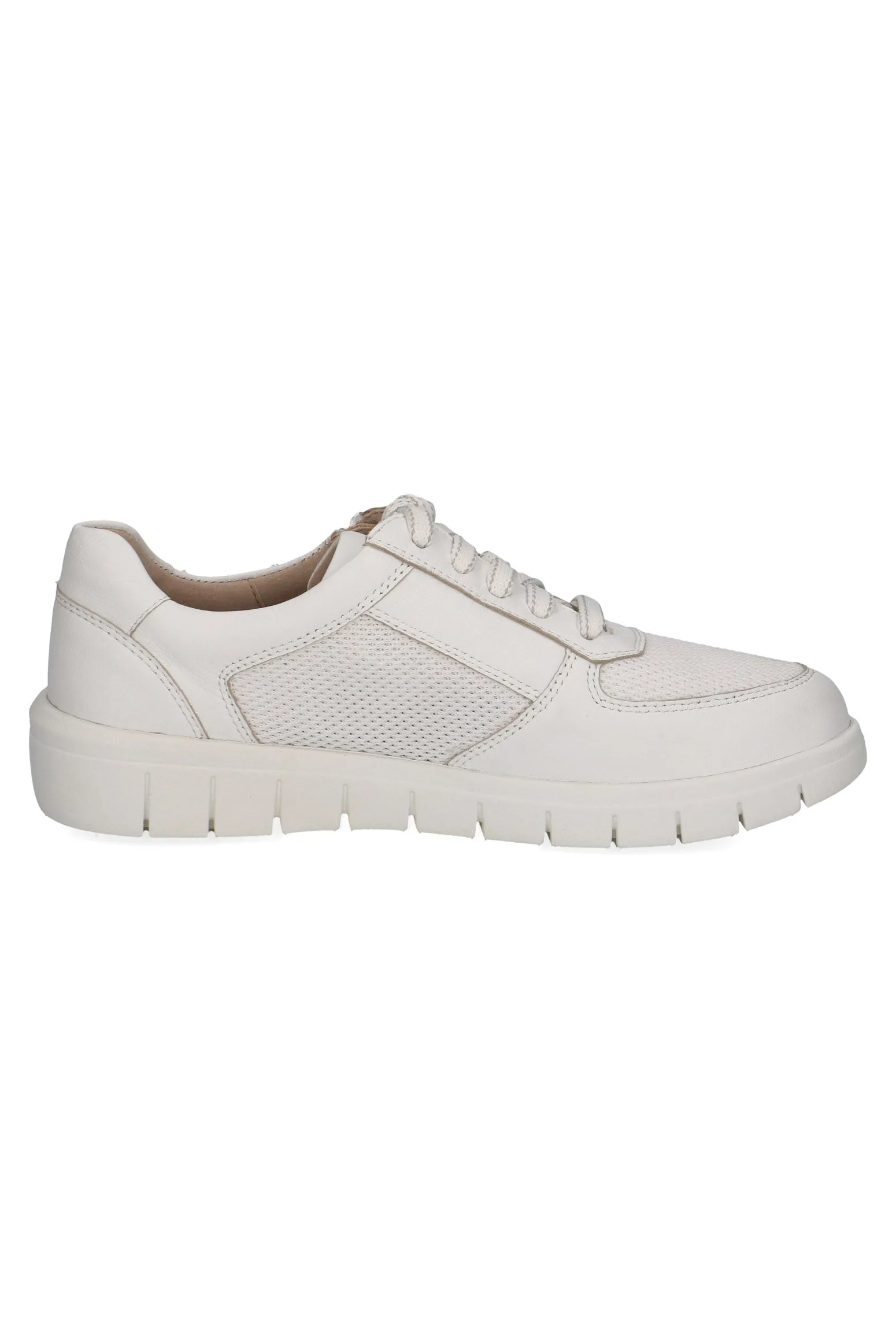 Wide Fit Trainers with Zip Fastening - White Nappa