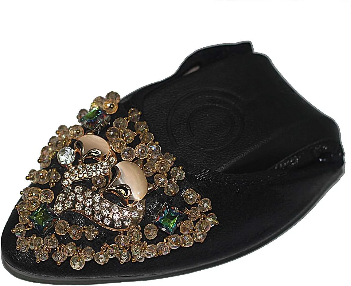 Women Ballet Flats Rhinestone Wedding Ballerina Shoes Foldable Sparkly Comfort Slip on Flat Shoes