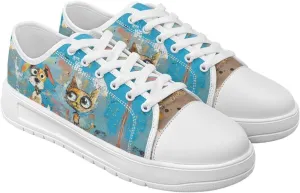 Women's Canvas Casual Shoes Comfortable Walking Sneakers Classic Laces Up Anti-Slip Shoe Size 6-13.5 White Sole