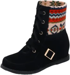 Womens Christmas Winter Suede Ankle Boots