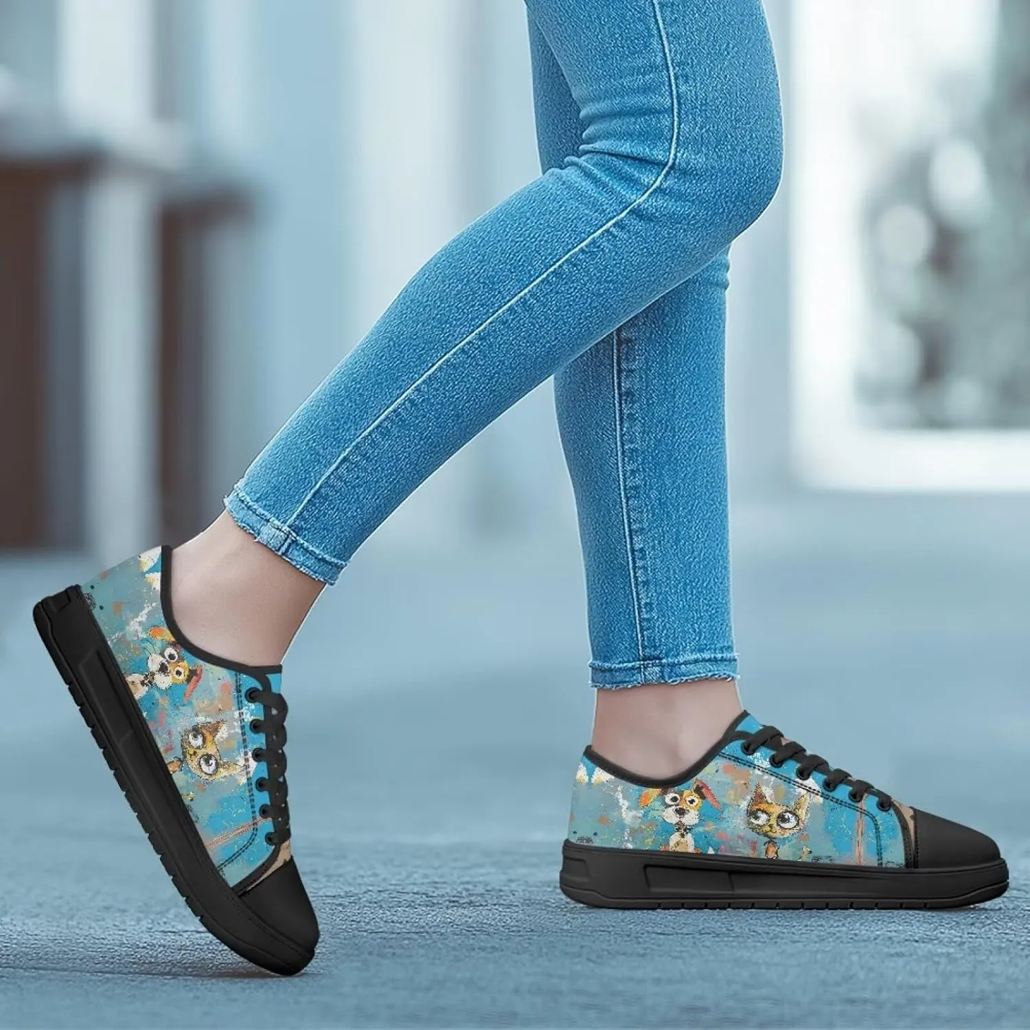 Womens Classic Canvas Casual Shoes Breathable Soft Everyday Versatile Canvas Sneakers for Work Travel Size 6-13.5 Black Sole