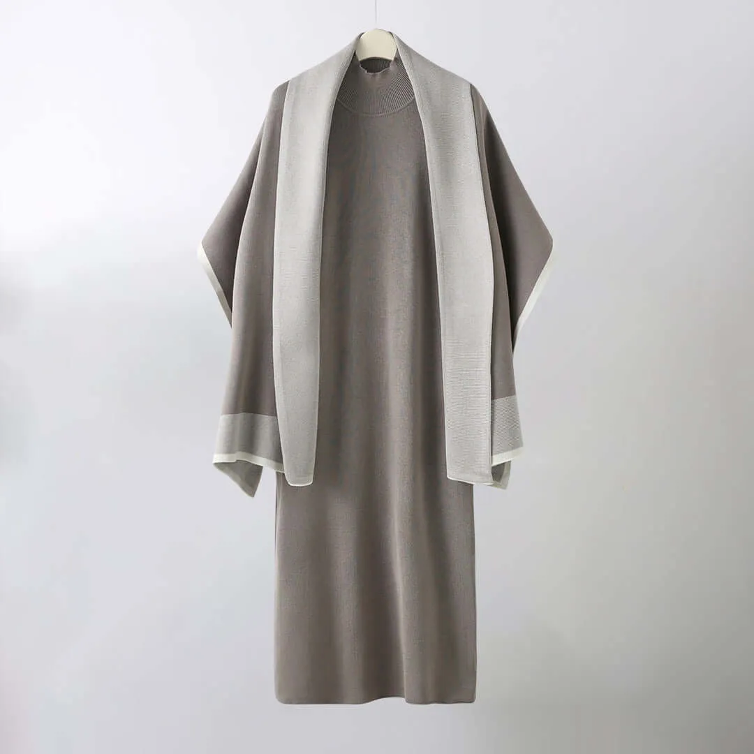 Women's Elegant Dress & Shawl Set