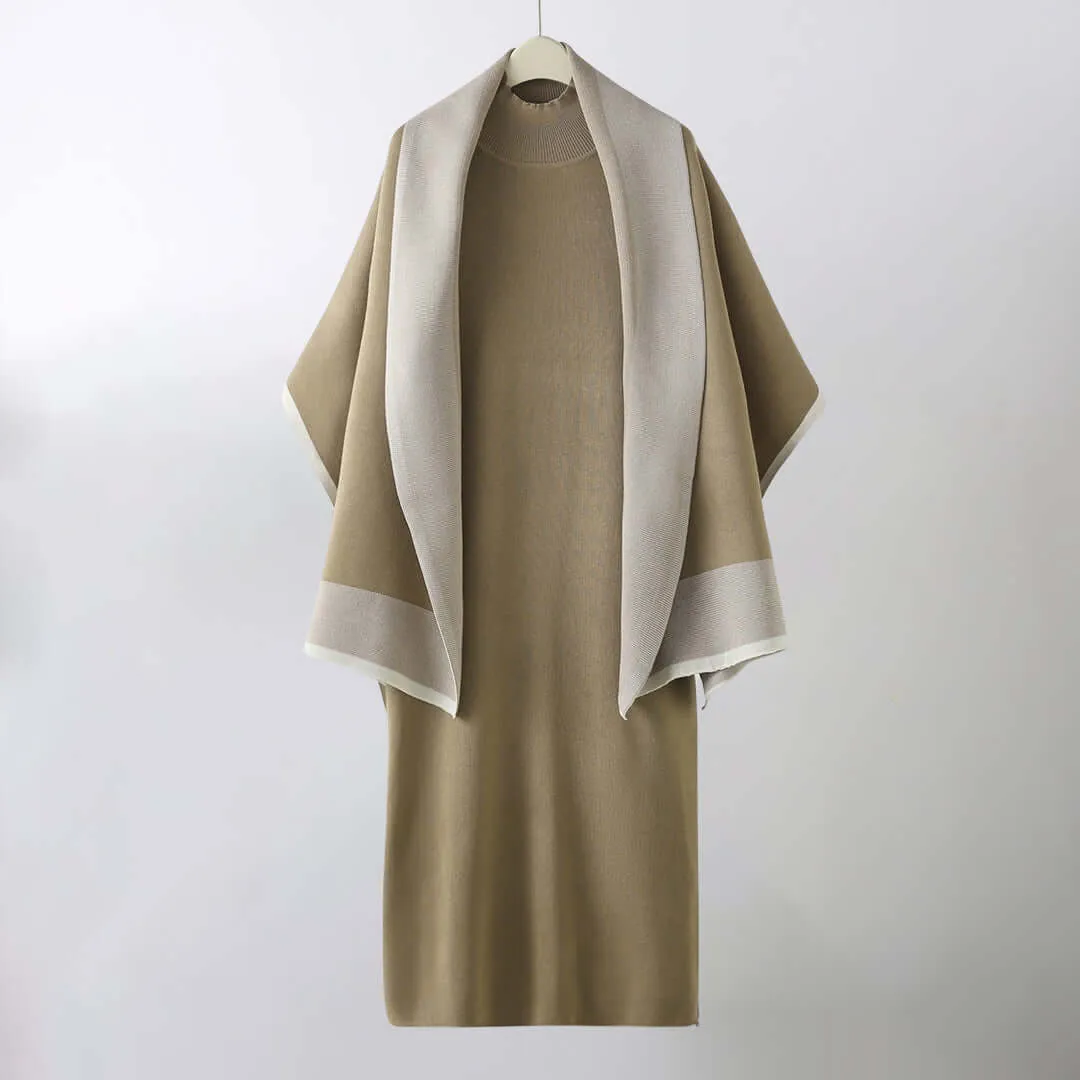 Women's Elegant Dress & Shawl Set