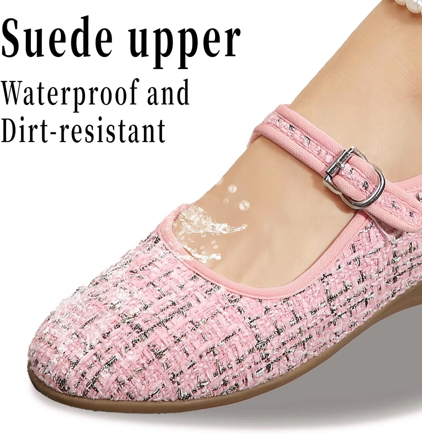 Women's Mary Jane Flats Comfortable Slip-on Flats Round Toe Dressy Ballet Shoes for Women