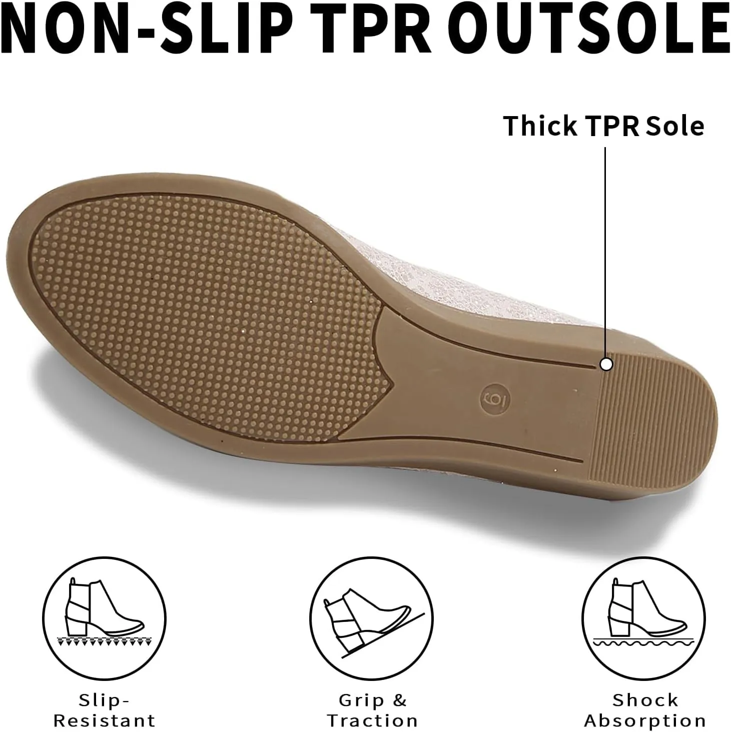 Women's Mary Jane Flats Comfortable Slip-on Flats Round Toe Dressy Ballet Shoes for Women