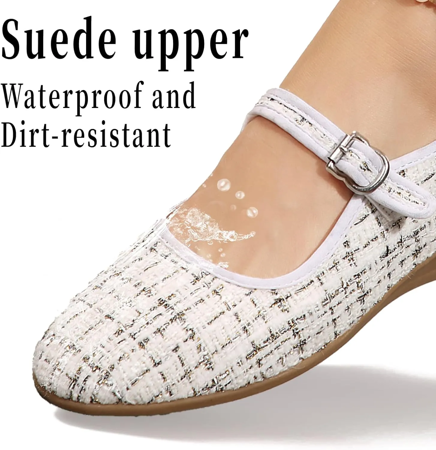 Women's Mary Jane Flats Comfortable Slip-on Flats Round Toe Dressy Ballet Shoes for Women