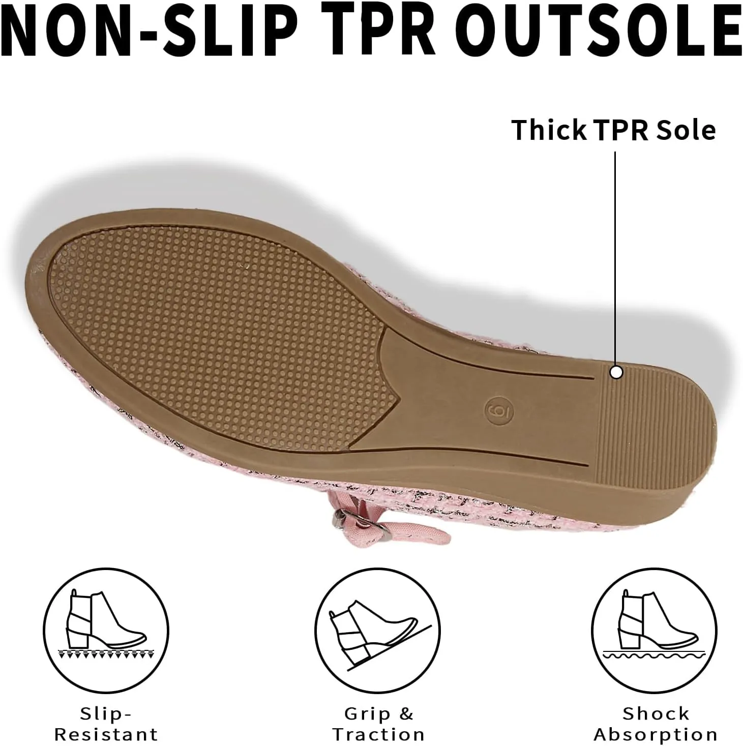 Women's Mary Jane Flats Comfortable Slip-on Flats Round Toe Dressy Ballet Shoes for Women