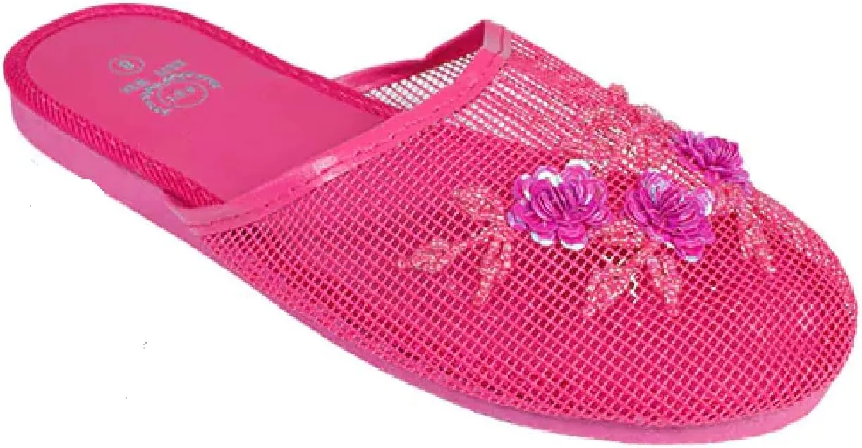 Women's Mesh Slippers With Sequin Available in 15 Colors