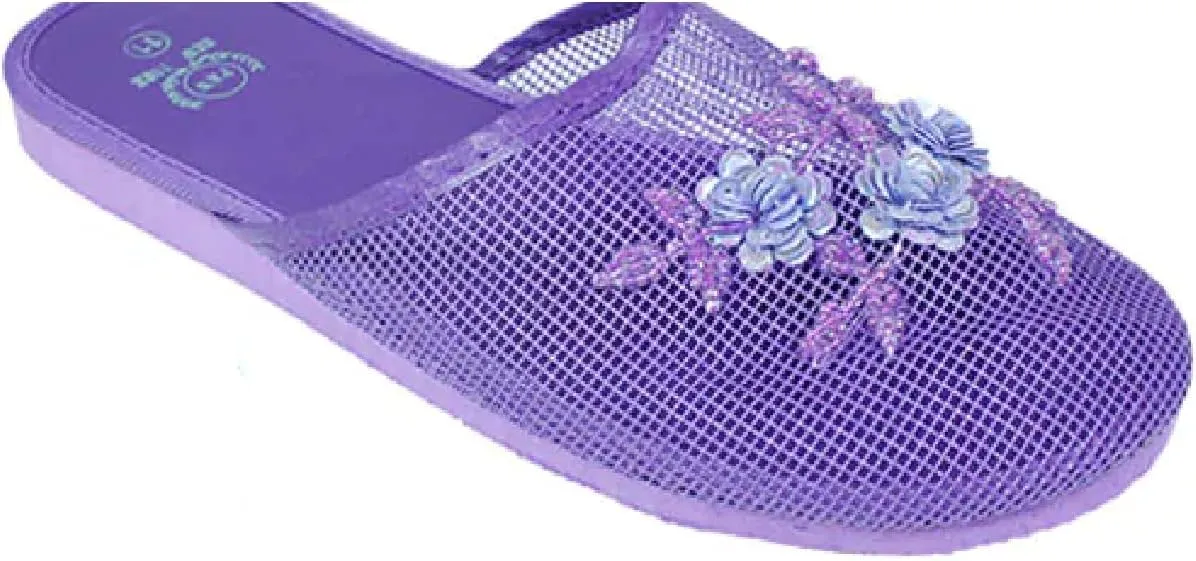 Women's Mesh Slippers With Sequin Available in 15 Colors