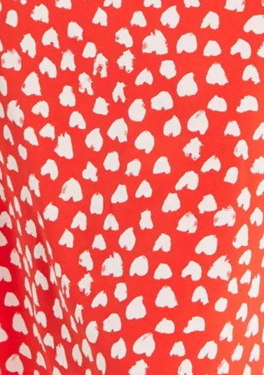 Women's Midi Dress with Long Balloon Sleeves in Red - Heart Print Elegance by Liquorish