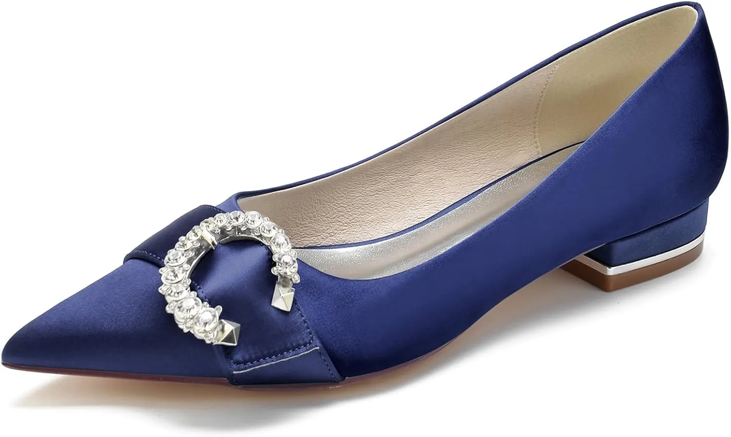 Women's Pointed Toe Wedding Shoes for Bride Rhinestones Slip on Ballet Flats Evening Prom Party Bridal Dress Shoes