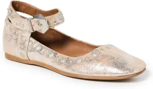 Women's Stud Mary Jane Flats Metallic Square Toe Ballet Flats Ankle Buckle Strap Comfy Ballerina Shoes