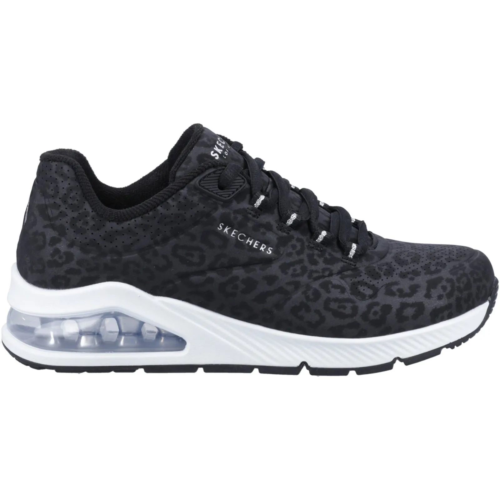 Women's Wide Fit Skechers 155642 Uno 2 In Kat Neato Trainers - Black