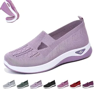 Women's Woven Orthopedic Breathable Soft Shoes Mesh Orthopedic Stretch Diabetic Shoes Go Walking Non-Slip Slip on Walking Shoes Arch Support