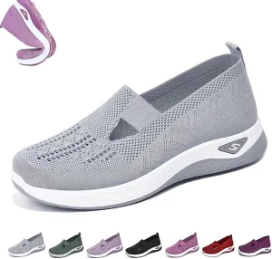 Women's Woven Orthopedic Breathable Soft Shoes Mesh Orthopedic Stretch Diabetic Shoes Go Walking Non-Slip Slip on Walking Shoes Arch Support