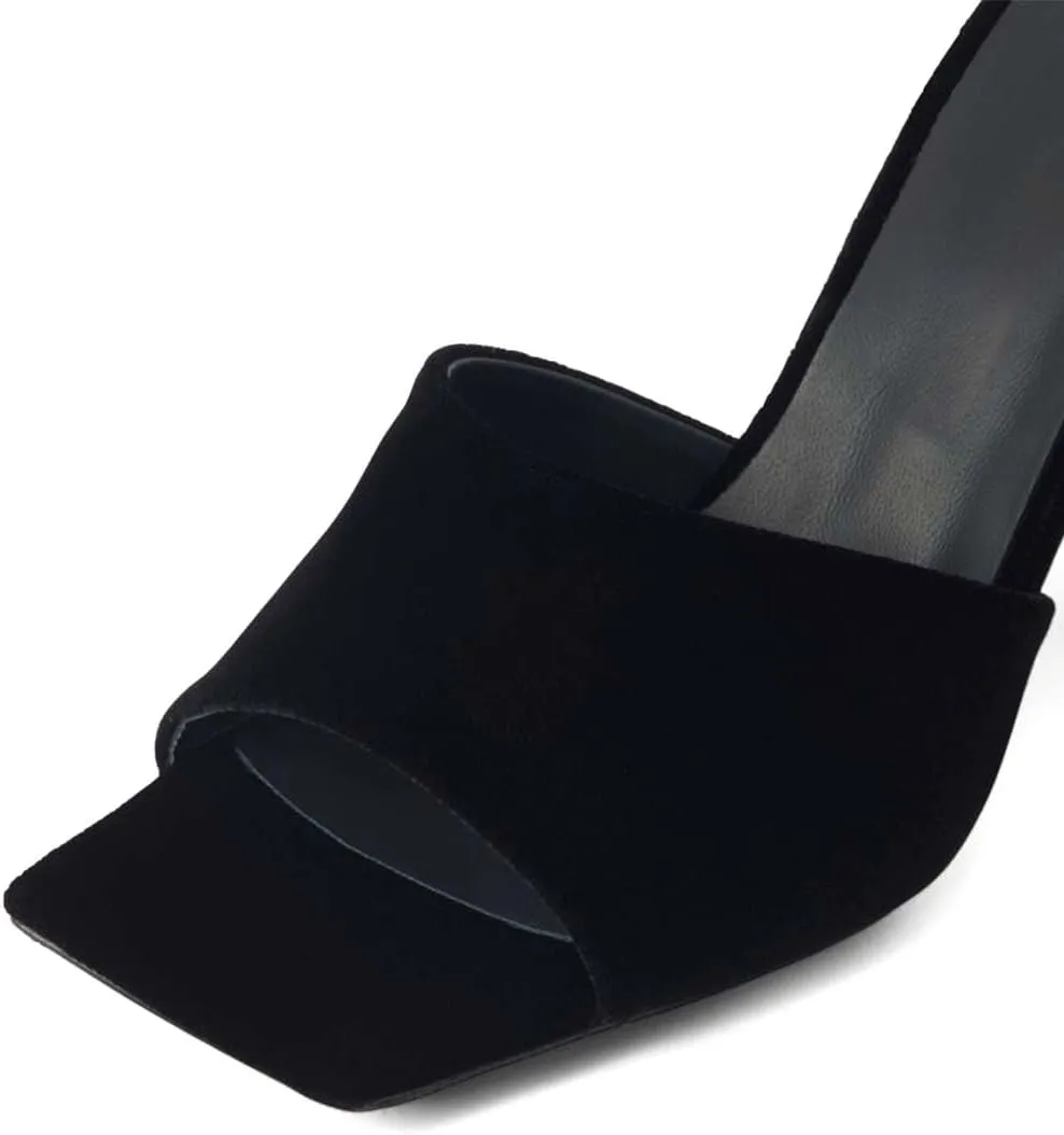 XYD Women's Clear High Block Heels Mules Open Square Toe Slip On Comfort Sexy Dress Pumps Sandals Evening Party Prom Shoes