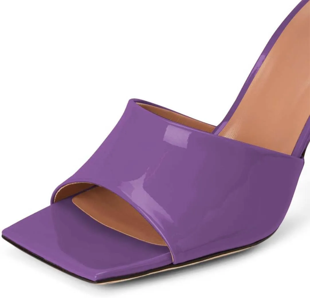 XYD Women's Clear High Block Heels Mules Open Square Toe Slip On Comfort Sexy Dress Pumps Sandals Evening Party Prom Shoes