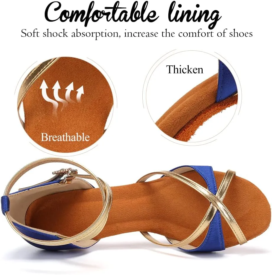 YKXLM Latin Dance Shoes Ballroom Women Salsa Tango Performance Practice Dancing Shoes,259