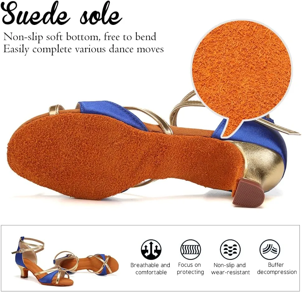 YKXLM Latin Dance Shoes Ballroom Women Salsa Tango Performance Practice Dancing Shoes,259