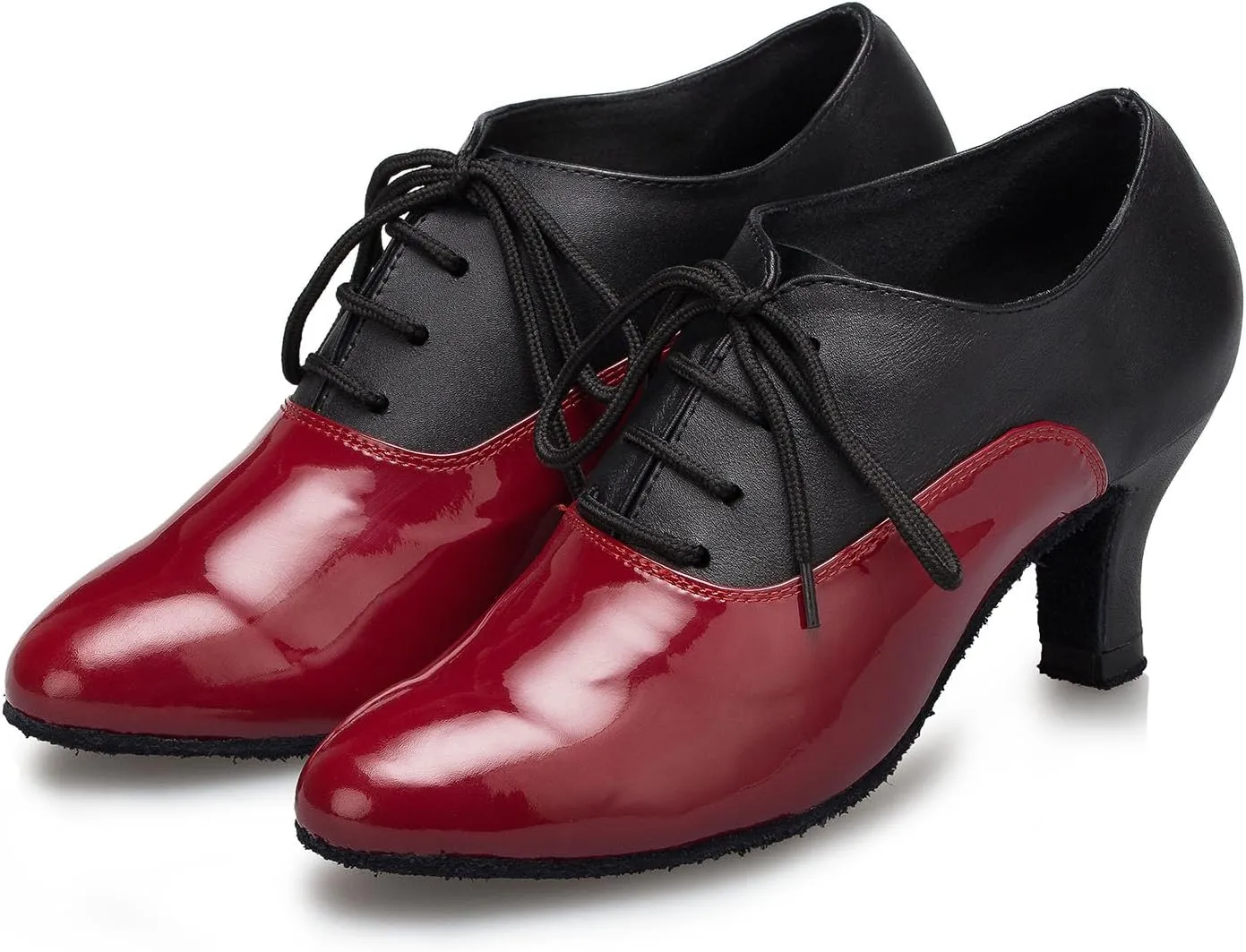 YKXLM Leather Practice Dance Shoes for Women Ballroom Latin Salsa Teacher Shoes Lace-up Modern Dance Shoes,Modle YCL159