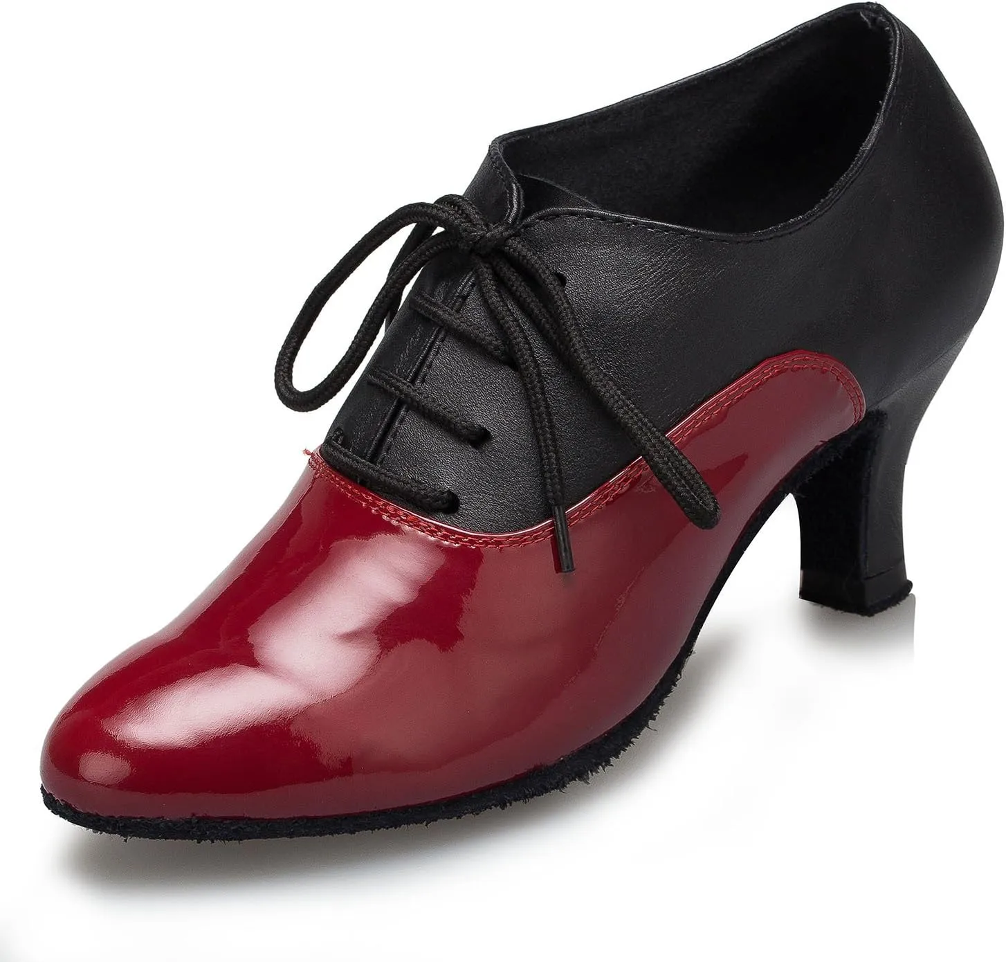 YKXLM Leather Practice Dance Shoes for Women Ballroom Latin Salsa Teacher Shoes Lace-up Modern Dance Shoes,Modle YCL159
